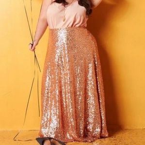Society plus Rose Gold sequin skirt